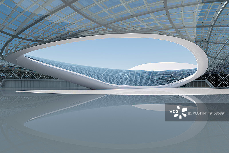 空旷的广场前的现代建筑图片素材