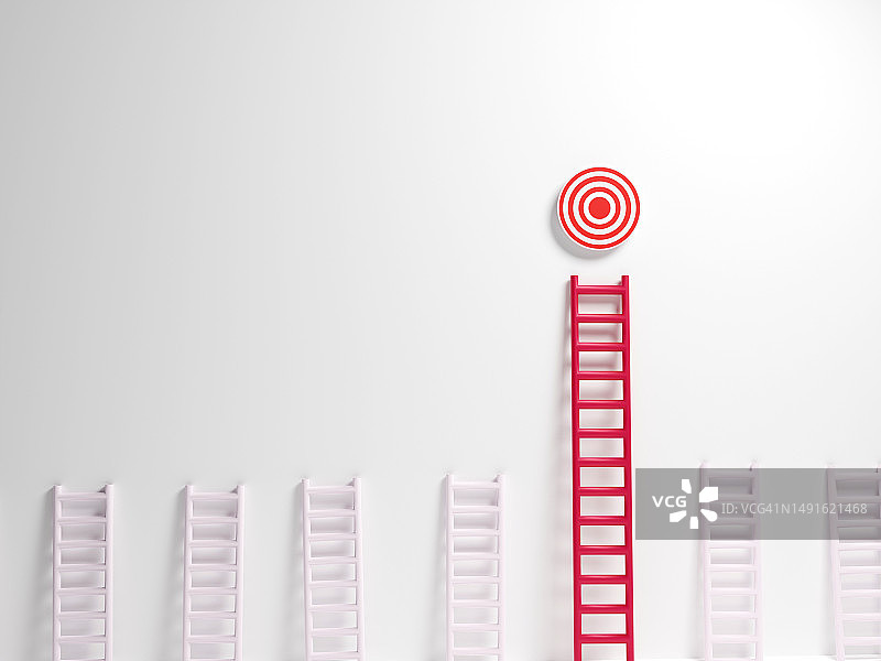 梯子与目标概念3D渲染图片素材