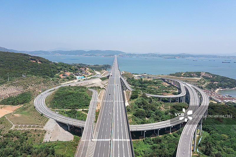 跨海大桥和立交桥航拍图片素材