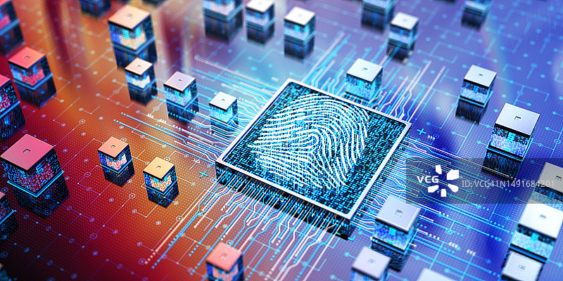 指纹与网络安全概念图片素材