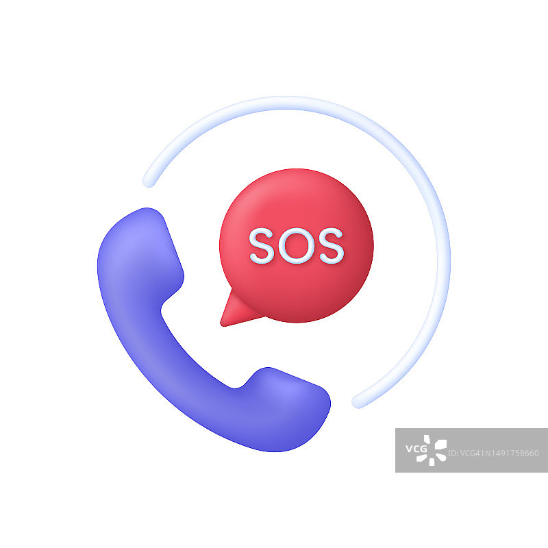 3D SOS紧急求助图标，紧急警报图片素材