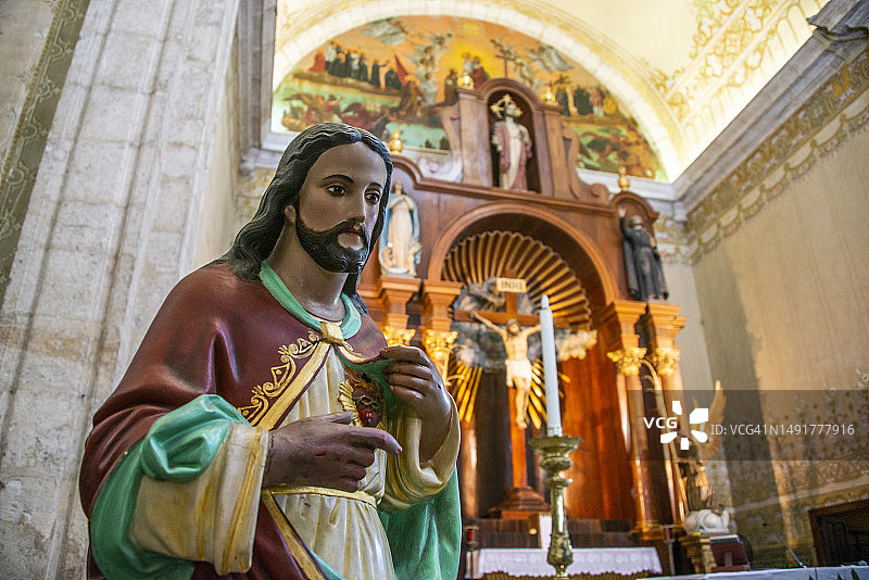 墨西哥尤卡坦梅里达大教堂内部细节图片素材