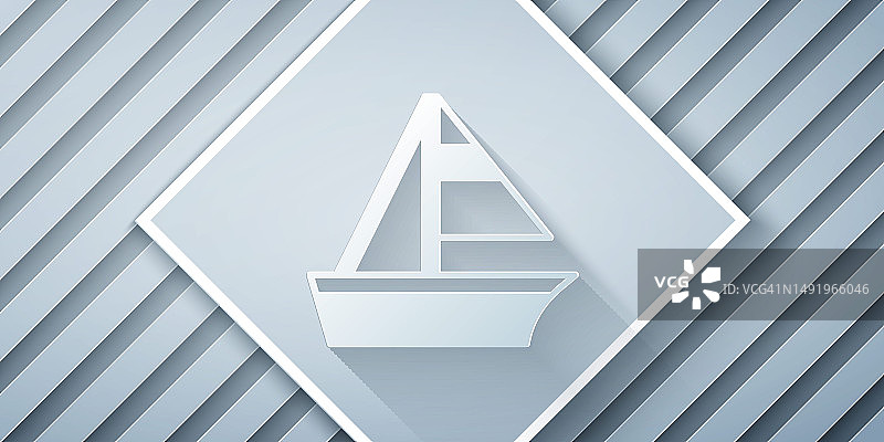 剪纸游艇帆船航海旅行图标图片素材