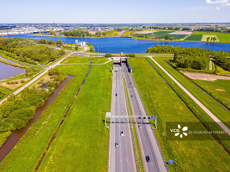 荷兰Wijkertunnel隧道航拍图片素材
