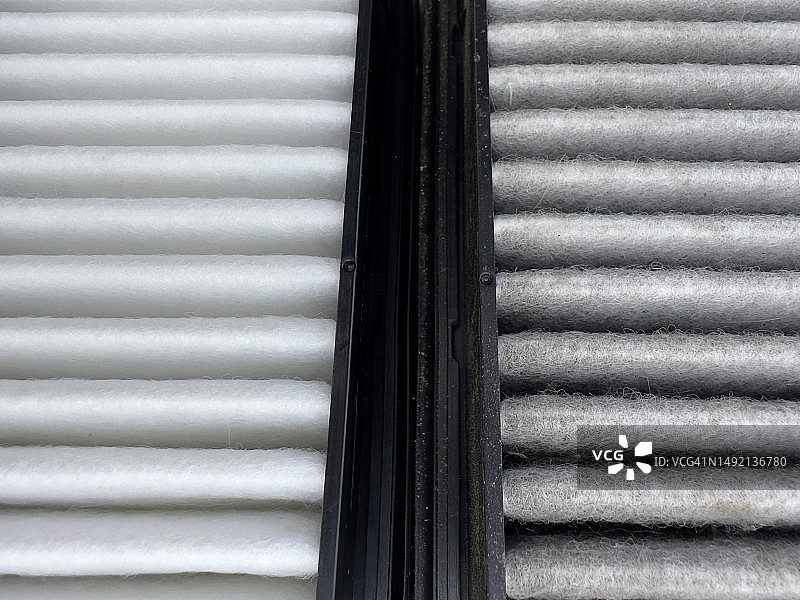 干净和脏污的HEPA过滤器对比图片素材