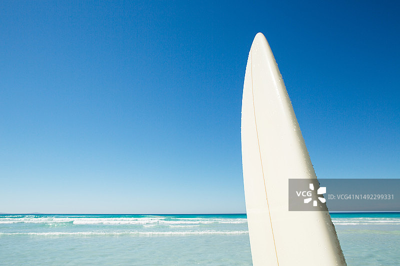海滩上的白色冲浪板图片素材