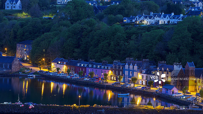 托伯莫里夜景，马尔岛，苏格兰图片素材