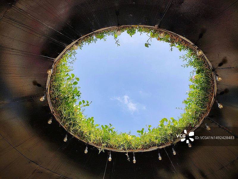有植被和天空的深坑图片素材