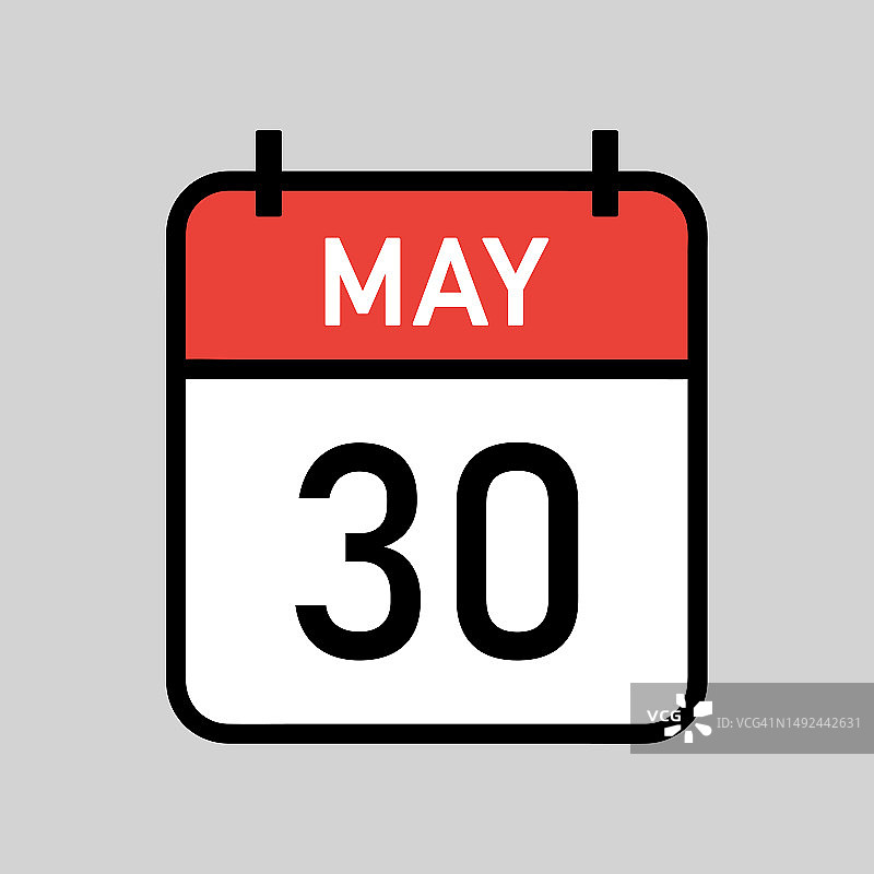 5月30日红白日历页矢量图图片素材