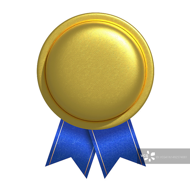 带蓝色丝带的金色运动奖牌图片素材