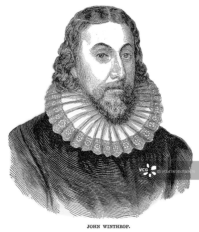 约翰·温斯罗普肖像：马萨诸塞湾殖民地创始人之一图片素材