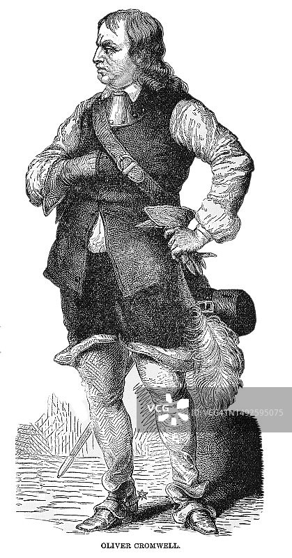 英国将军兼政治家奥利弗·克伦威尔肖像图片素材