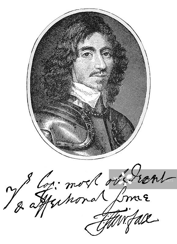 托马斯·费尔法克斯画像：英国政治家、将军和议会军总司令图片素材