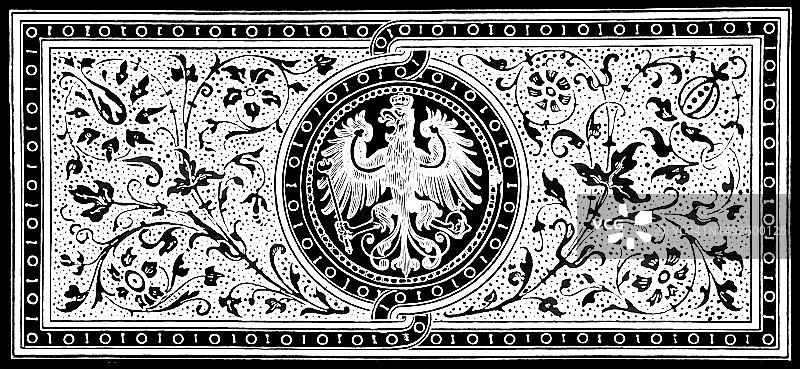 装饰性盾徽老式雕刻插图图片素材