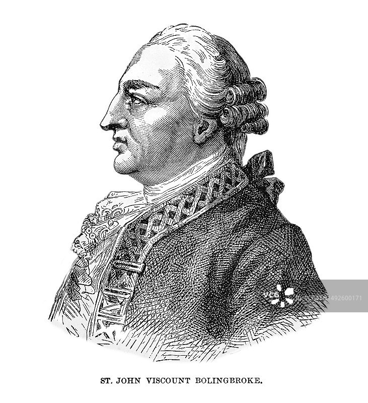 第一代博林布罗克子爵亨利·圣约翰肖像（1678-1751），英国政治家、政府官员和政治哲学家图片素材