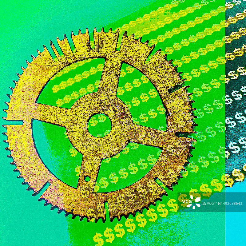 美元符号和齿轮图片素材