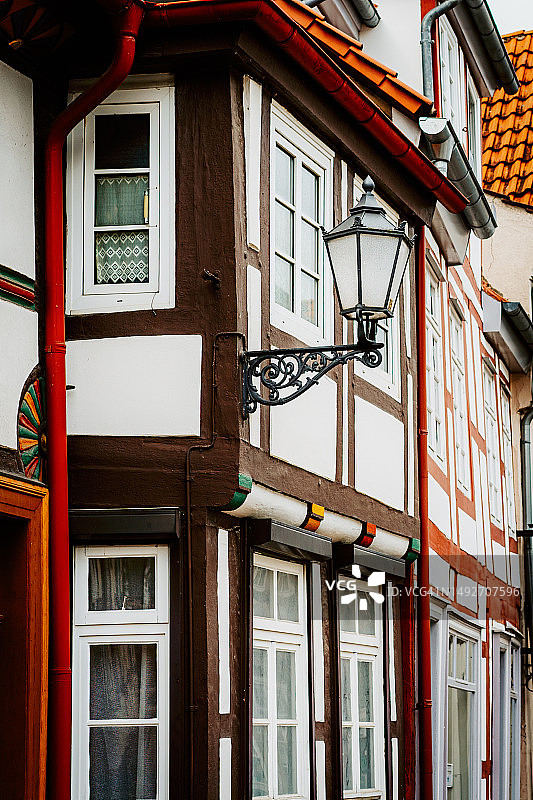 哈默尔恩的半木结构房屋图片素材