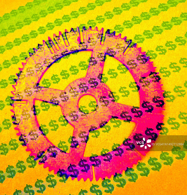 美元符号和齿轮图片素材