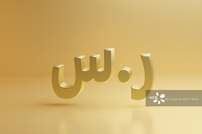 沙特里亚尔货币符号3D渲染图片素材