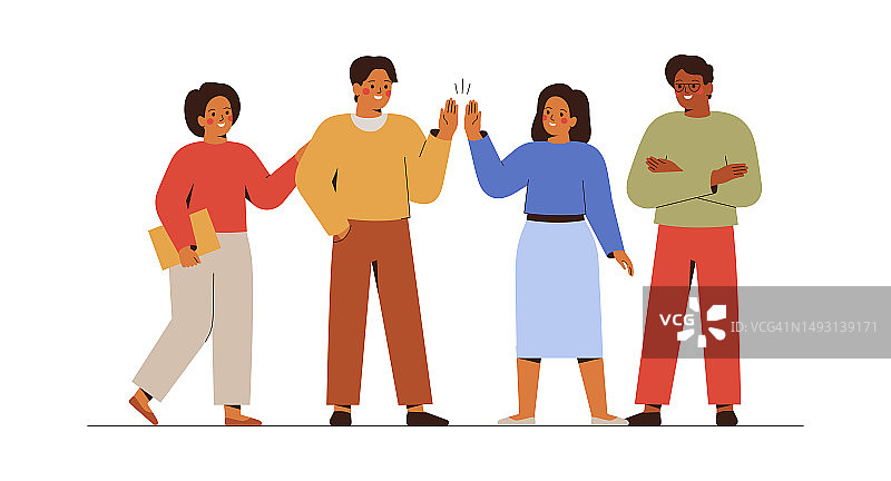 商务团队协作庆祝项目成功图片素材