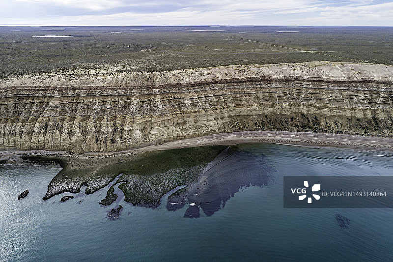 瓦尔德斯半岛新戈尔夫海湾海崖航拍图片素材