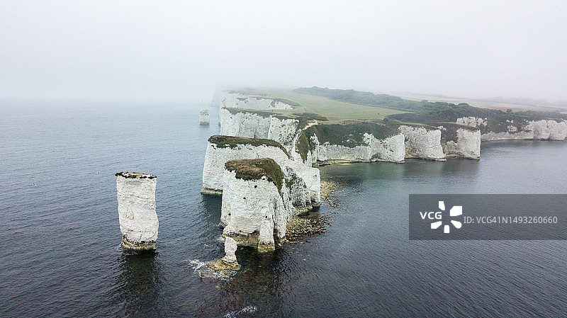 多塞特老哈里岩海岸线航拍图片素材