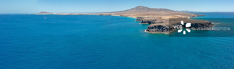 西班牙兰萨罗特岛，卡纳利群岛，洛斯阿哈切斯国家公园无人机拍摄图片素材