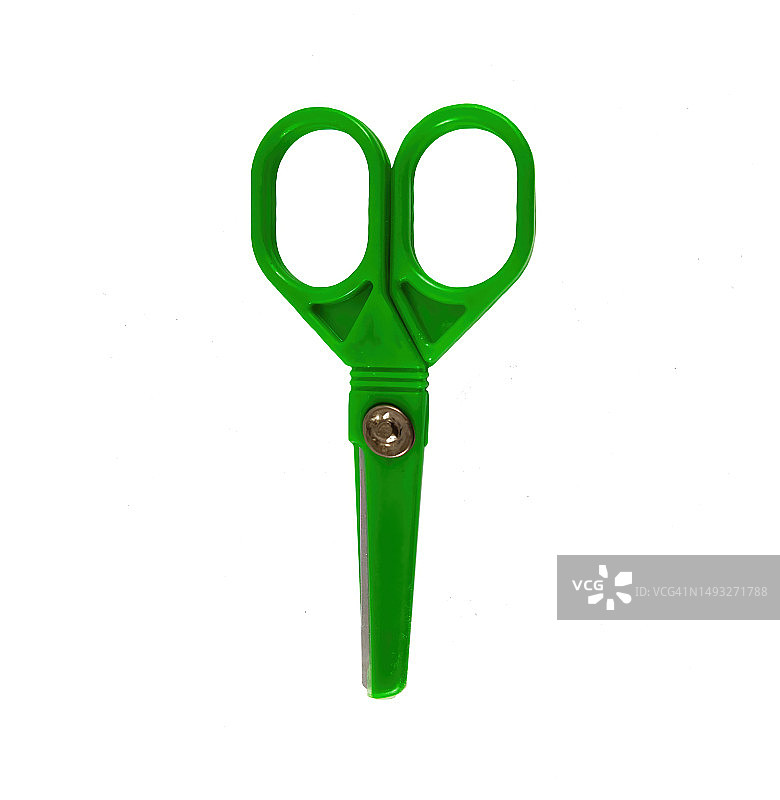 白色背景上的绿色闭合剪刀图片素材