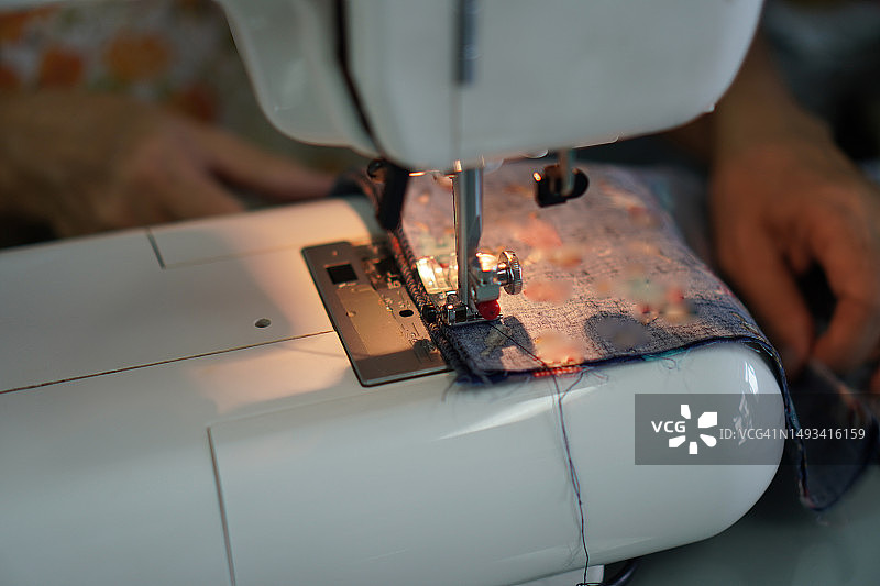 缝纫机配件设备，织物特写图片素材