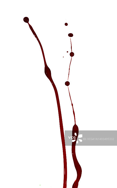 白色背景上的红色油漆流动图片素材