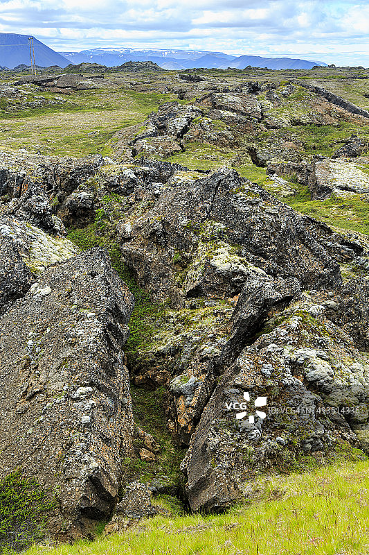 两大构造板块的连接（欧亚板块和北美板块），米湖，冰岛东北部图片素材