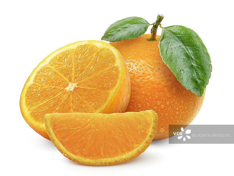 白色背景下的橙色水果特写图片素材