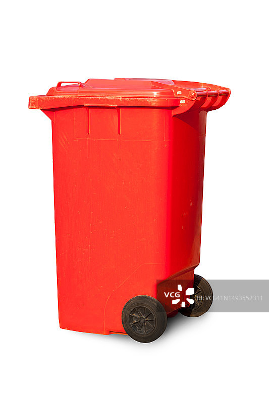 白色背景上的红色大垃圾桶图片素材