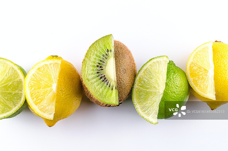 白色背景上的柑橘类水果特写图片素材