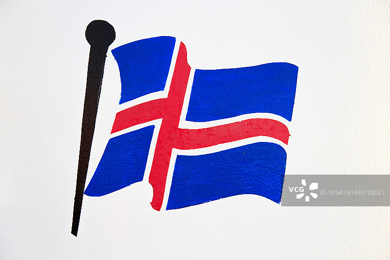 绘制在船上的冰岛国旗图片素材