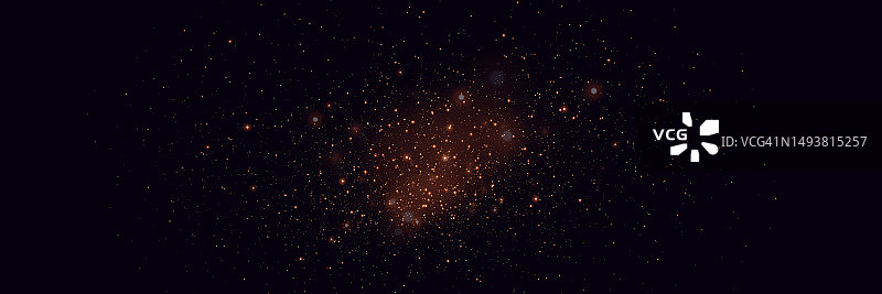 闪耀的尘埃和金色星光。黑色背景上的矢量火花图片素材