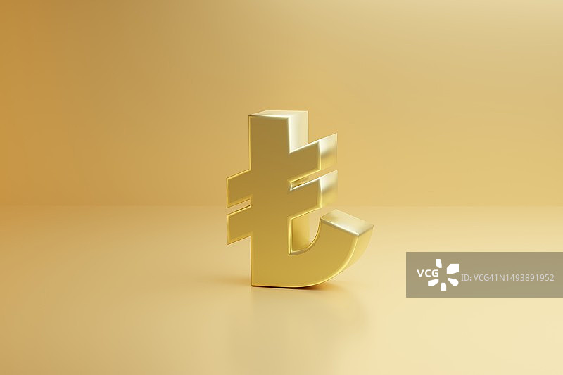 土耳其里拉货币符号3D渲染图片素材