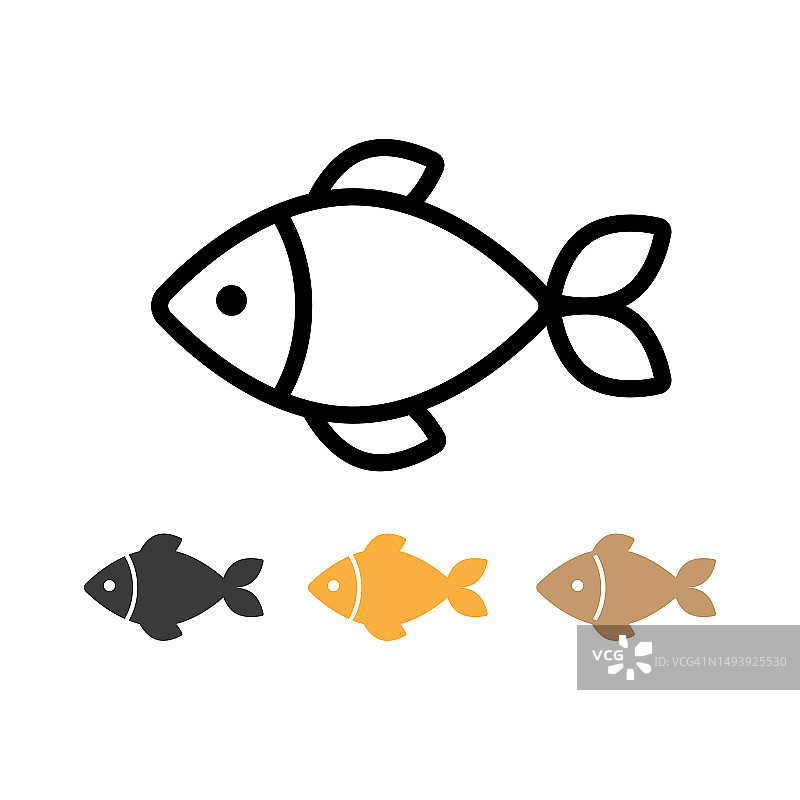 孤立的鱼图标矢量图图片素材