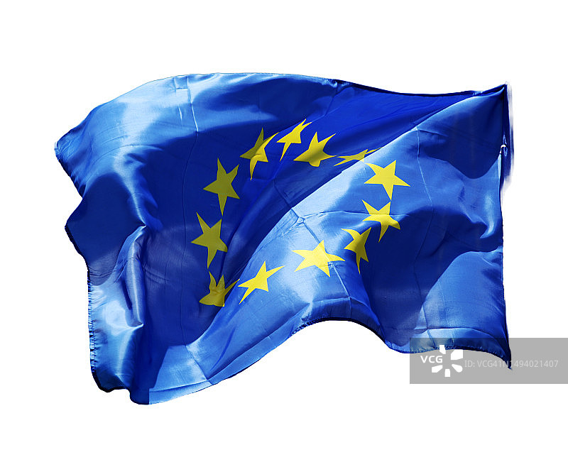 白色背景上的欧盟旗帜图片素材