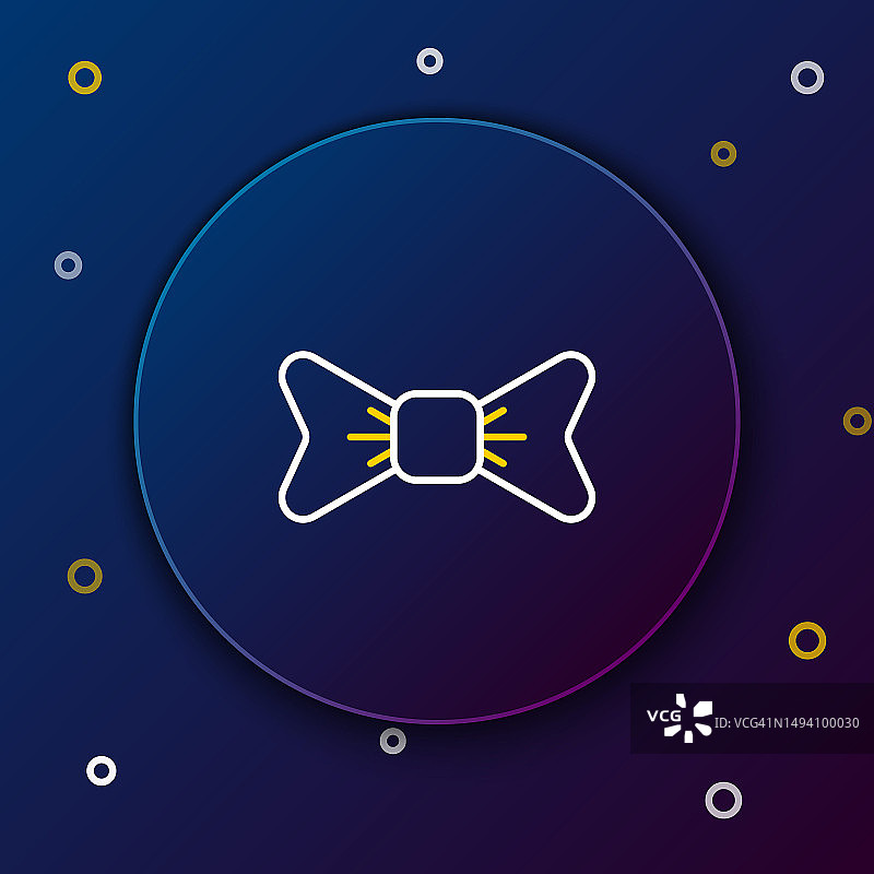 蓝色背景上的领结图标。矢量多彩轮廓概念图片素材