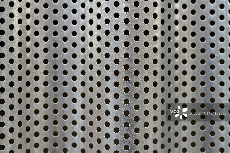 一排圆孔图案的金属板特写（无人）图片素材