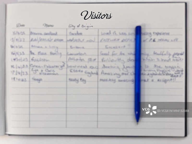 笔在访客登记簿上图片素材