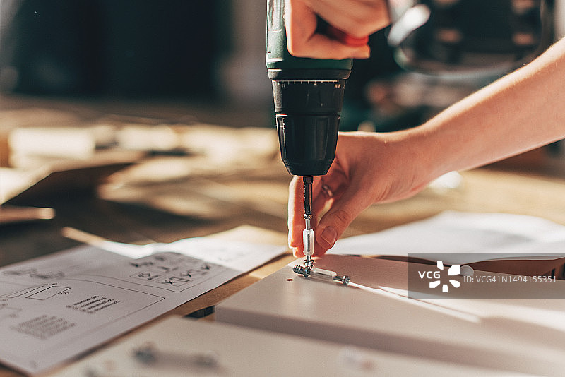 家具组装螺丝特写图片素材