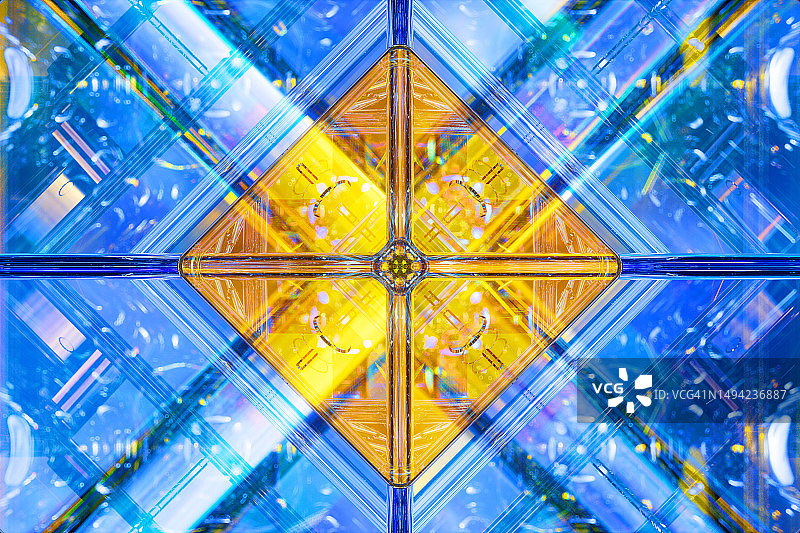 CGI玻璃图案黄蓝背景照片图片素材