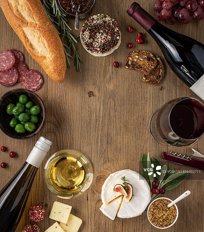 假日葡萄酒和熟食背景图片素材