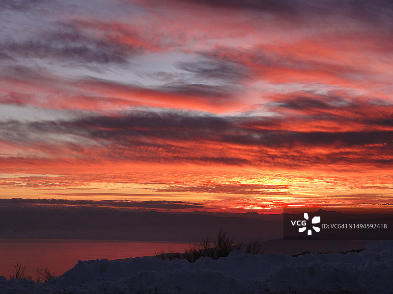希腊日落时分的壮丽天空景色图片素材