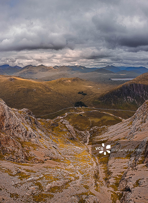 苏格兰斯凯岛格伦代尔景观航拍，英国图片素材