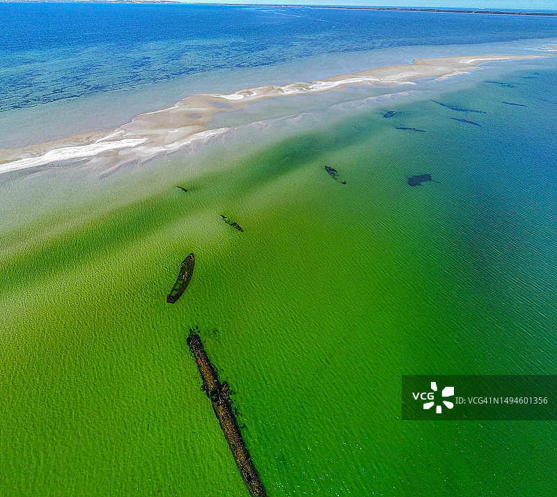 波兰波莫瑞省Powiat pucki海景航拍图片素材