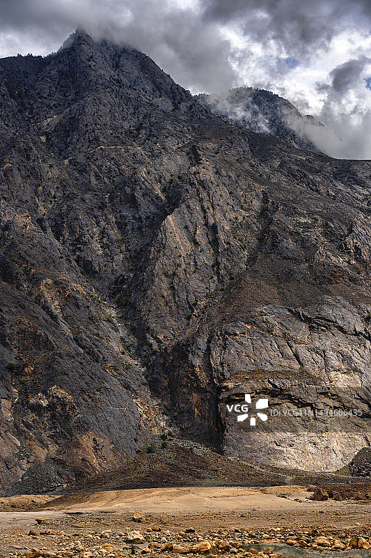 喀喇昆仑山脉景色特写，吉尔吉特-巴尔蒂斯坦，巴基斯坦北部图片素材