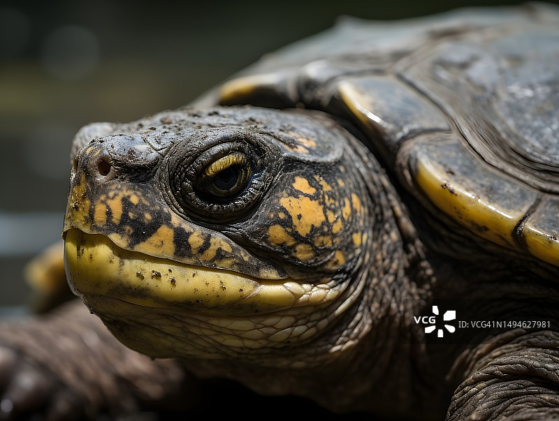 在陆地上休息的庄严的乌龟图片素材